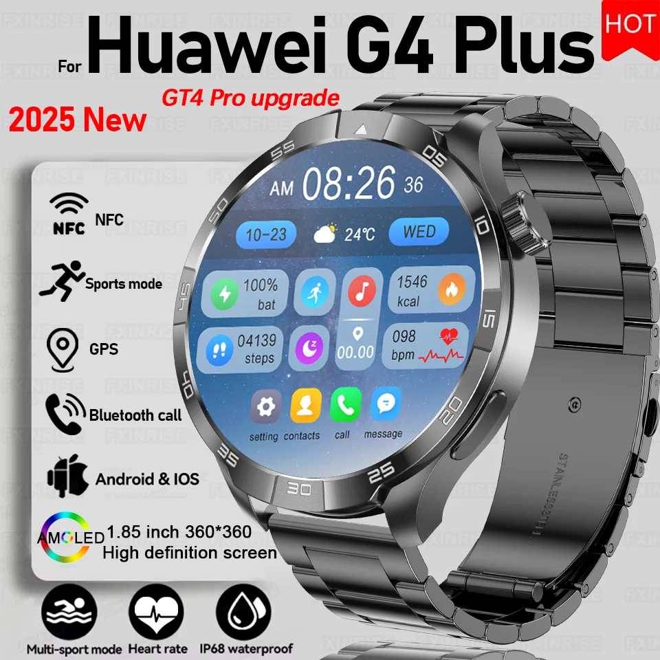 2025New For Huawei Watch G4 Plus Smart Watch GPS Tracker AMOLED Screen NFC Bluetooth Call Health Waterproof Smartwatch Men Women