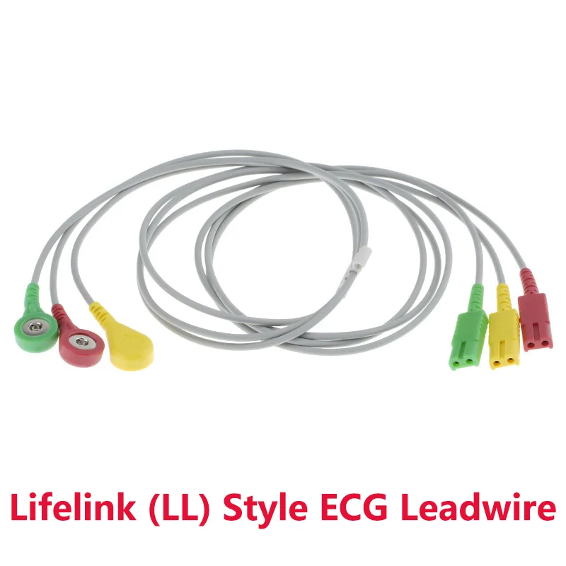 

3/5 Lead Lifelink (LL) Style ECG Leadwire Use For Patient Monitor Trunk Extension Cable,Snap/Clip/VET Alligator Clip,3ft(0.9m).