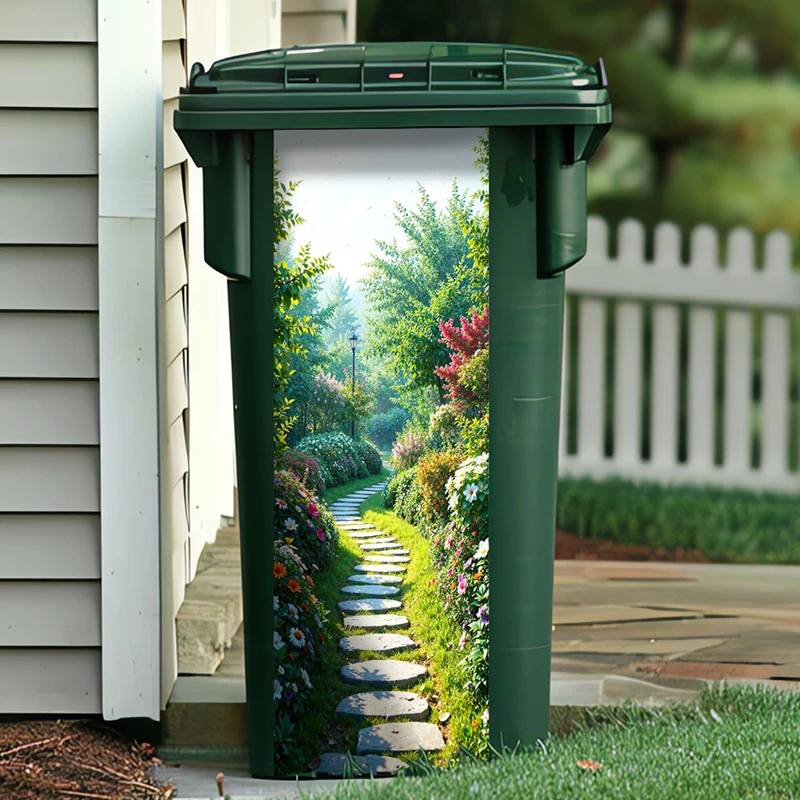 بارك عرض الجدران الفن زهرة الحضانة الطريق الصغيرة البلاستيكية سلة المهملات ملصقات قابلة للإزالة لغرفة المعيشة في الهواء الطلق المطبخ ديكور المنزل