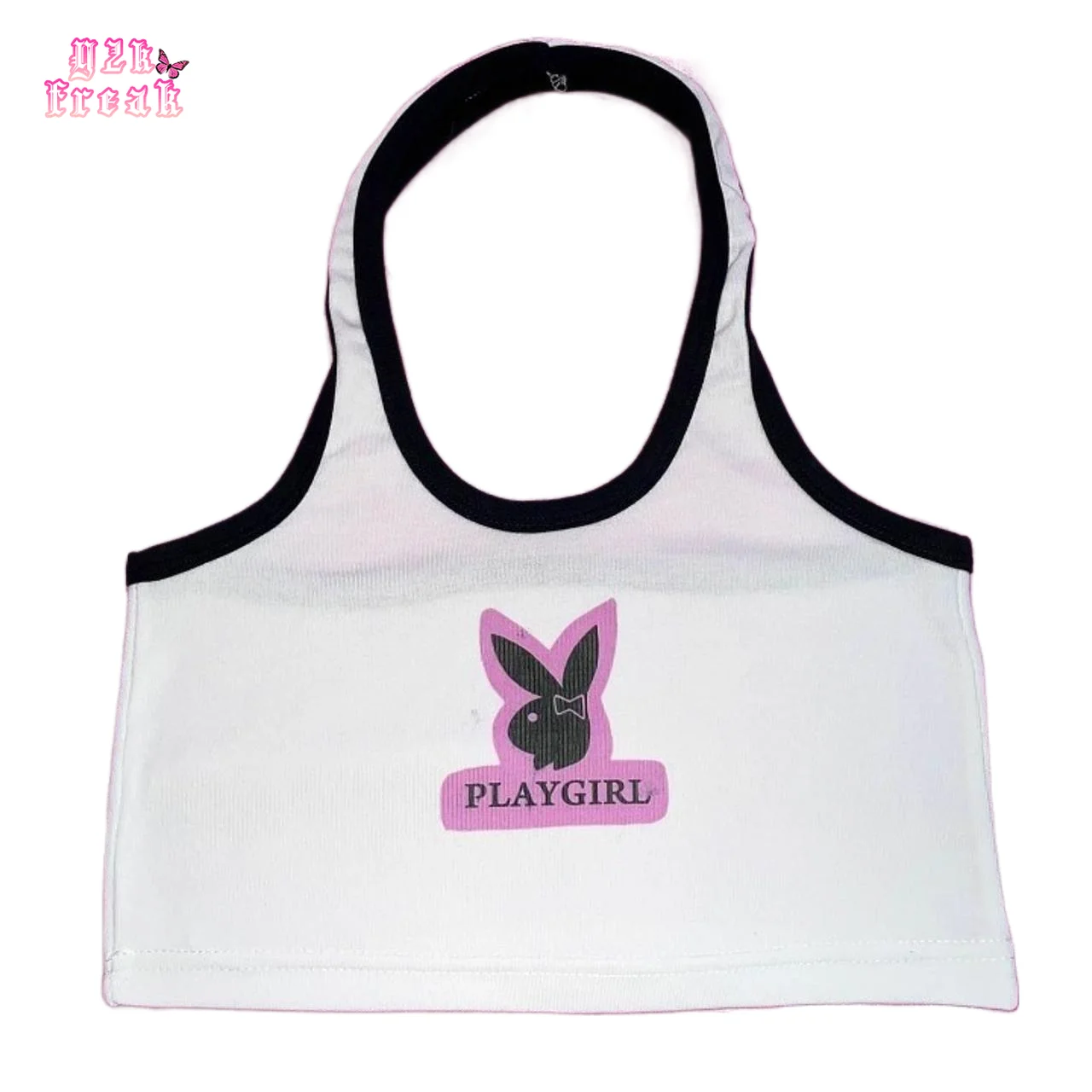 Y2K PlayGirl Halter Tank Tops Vintage Spice Girl Printed Rabbit Egirl Crop Top  Unique Top T Shirt