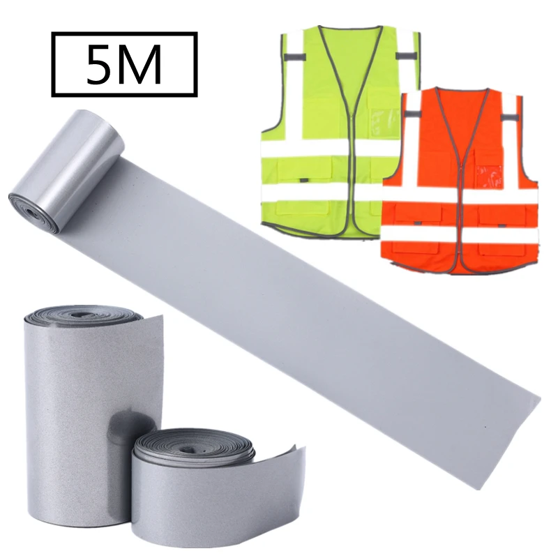 5M DIY Reflective Strip Heat Transfered Tape Sticker for Handmade Clothing Bag Shoes Iron on Safety Clothing Reflective Material