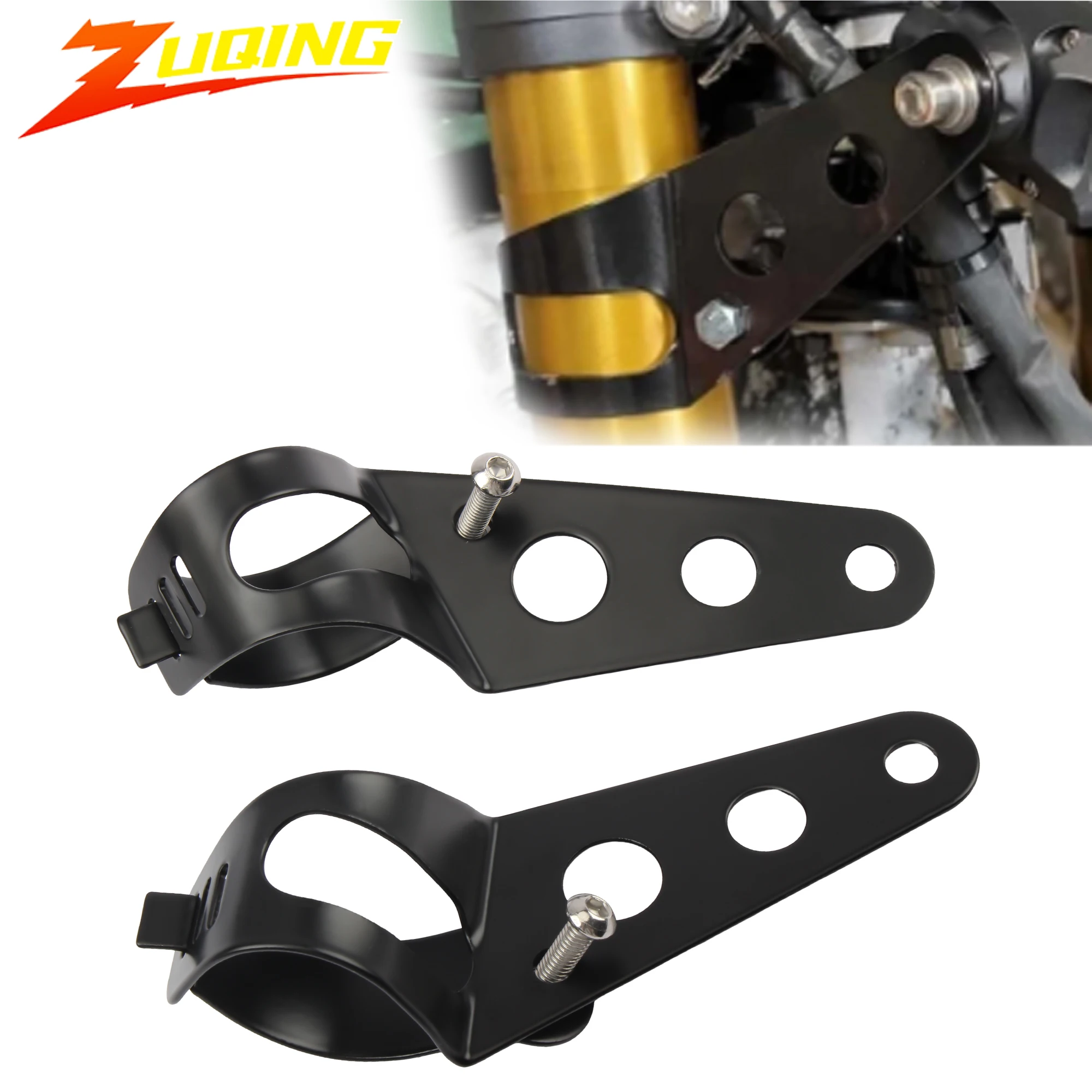 

5.75in 7in Motorcycle Adjustable Headlight Mounting Bracket Front Fork Ear Headlamp Holder Clamp Universal Modified Accessories