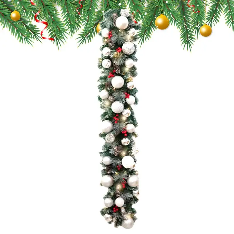 Lighted Christmas Garland 53-Inch Artificial Garland With 8 Changeable Lights Battery Operated Tree Garland Christmas Featuring