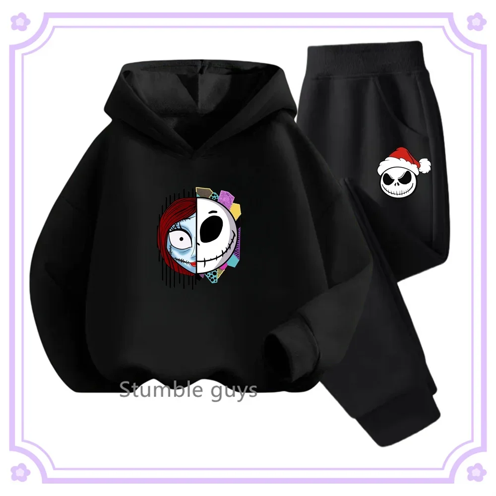 Fashion Zombie Bride Anime Hoodie + Pants Disney Casual Sports Boys Fall Kids Girls Tracksuit Set 2024 New