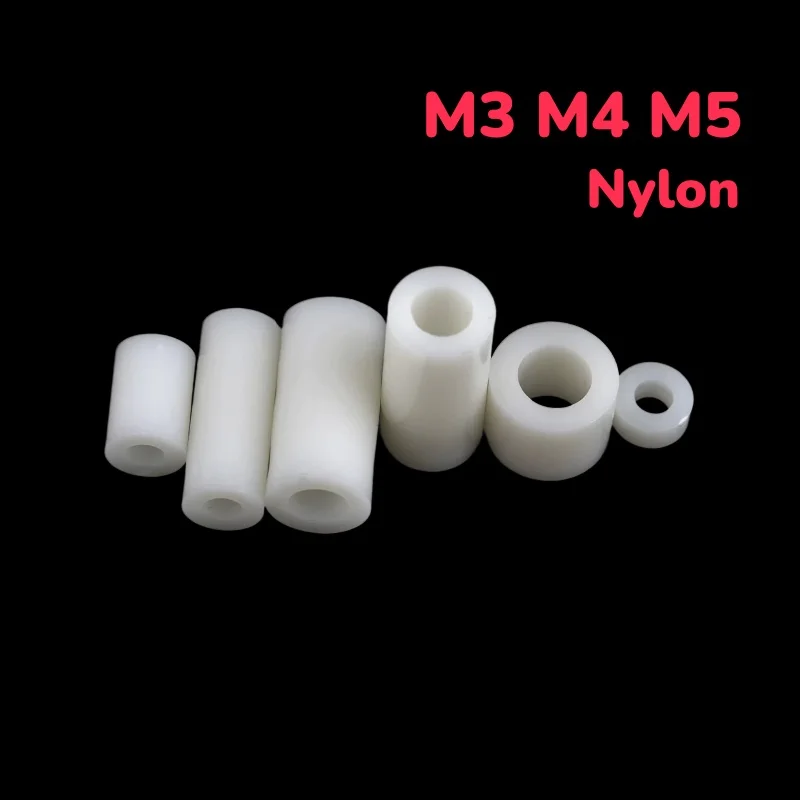 Nylon ABS Non-Threaded M3 M4 M5 Round Hole Insulation Isolation Column Plastic Cushion PC Board Elevate Gasket Ring