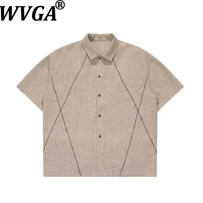 

WVGA 2026 Spring Summer New Men Vintage Trendy Short Sleeved Shirt Niche Chic Casual Turn-Down Collar Loose Thin Tops Ins W24040