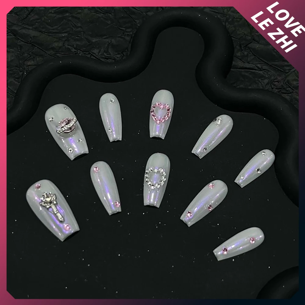 Spice girls gótico artesanal longo caixão stilettos unhas falsas metal anjo corrente bolas de aço estrelas olhos de gato diamante imprensa em unhas