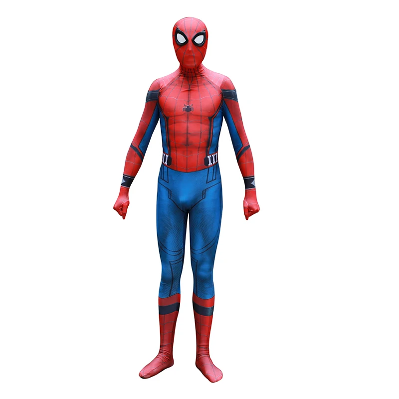 Spider-Man Homecoming Cosplay Costume Spandex Men Boys Superhero Spider Jumpsuit  Halloween Costume Party Zenti Mask Fancy Dress