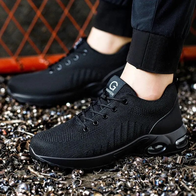 Scarpe antinfortunistiche da lavoro con cuscino d\'aria per uomo donna Sneakers da lavoro traspiranti scarpe con punta in acciaio scarpe protettive