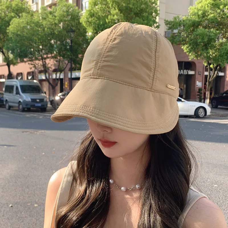 Long Brim Bucket Hats for Women Thin Quick-Drying Cotton Sun Protection Hat Korean Girl Outdoor Fashion Versatile Anti-Uv Visors