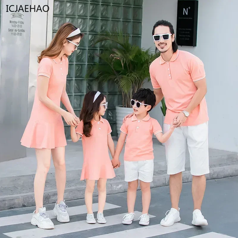 2025 Summer Fashion Family Matching Set Mother Daughter DressVacation Attire for All Father Son T-Shirt Outfit Cute Beachwear