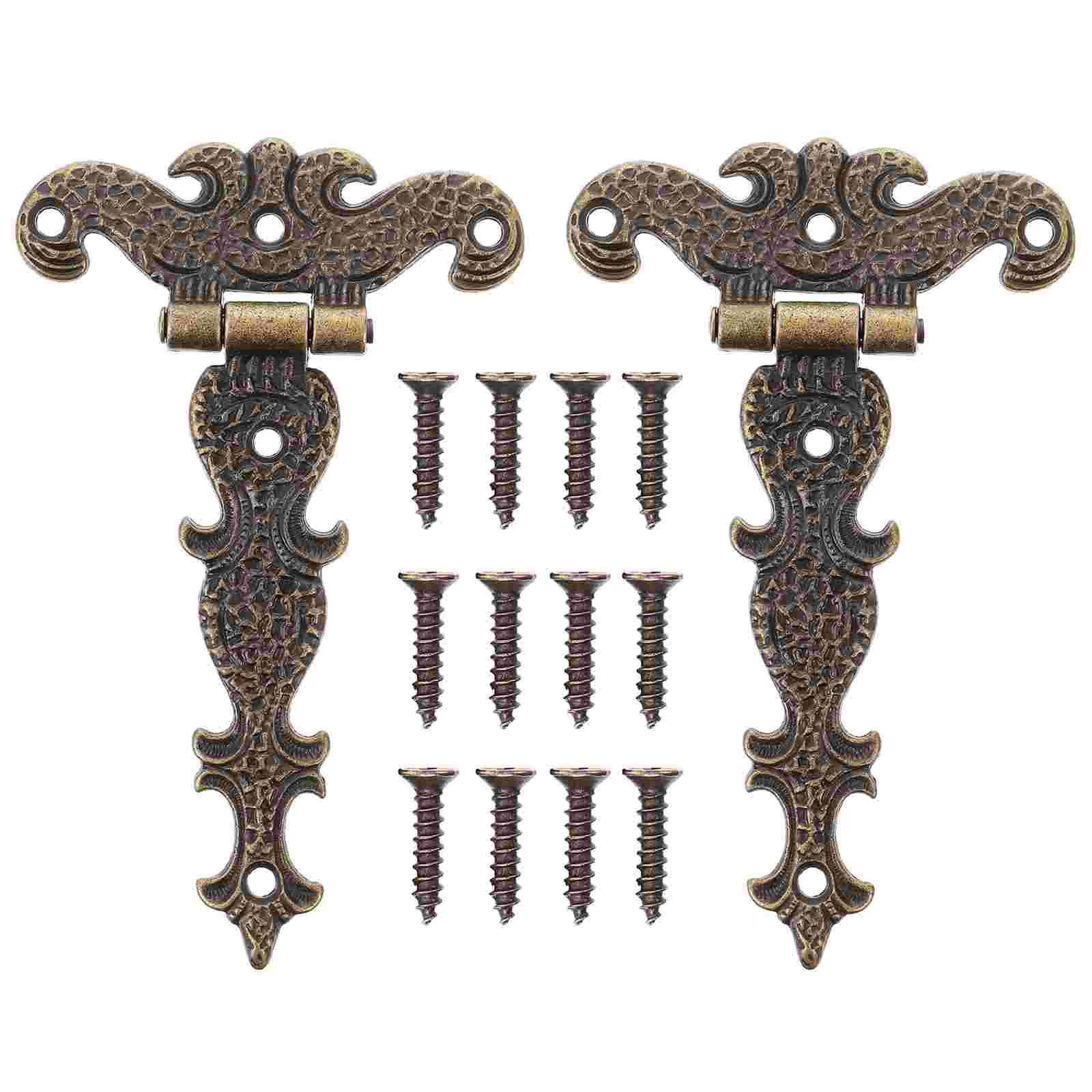 

2 Pcs Hinge Hinges for Cabinet Doors Alloy European Style Vintage Decorative Retro Zinc