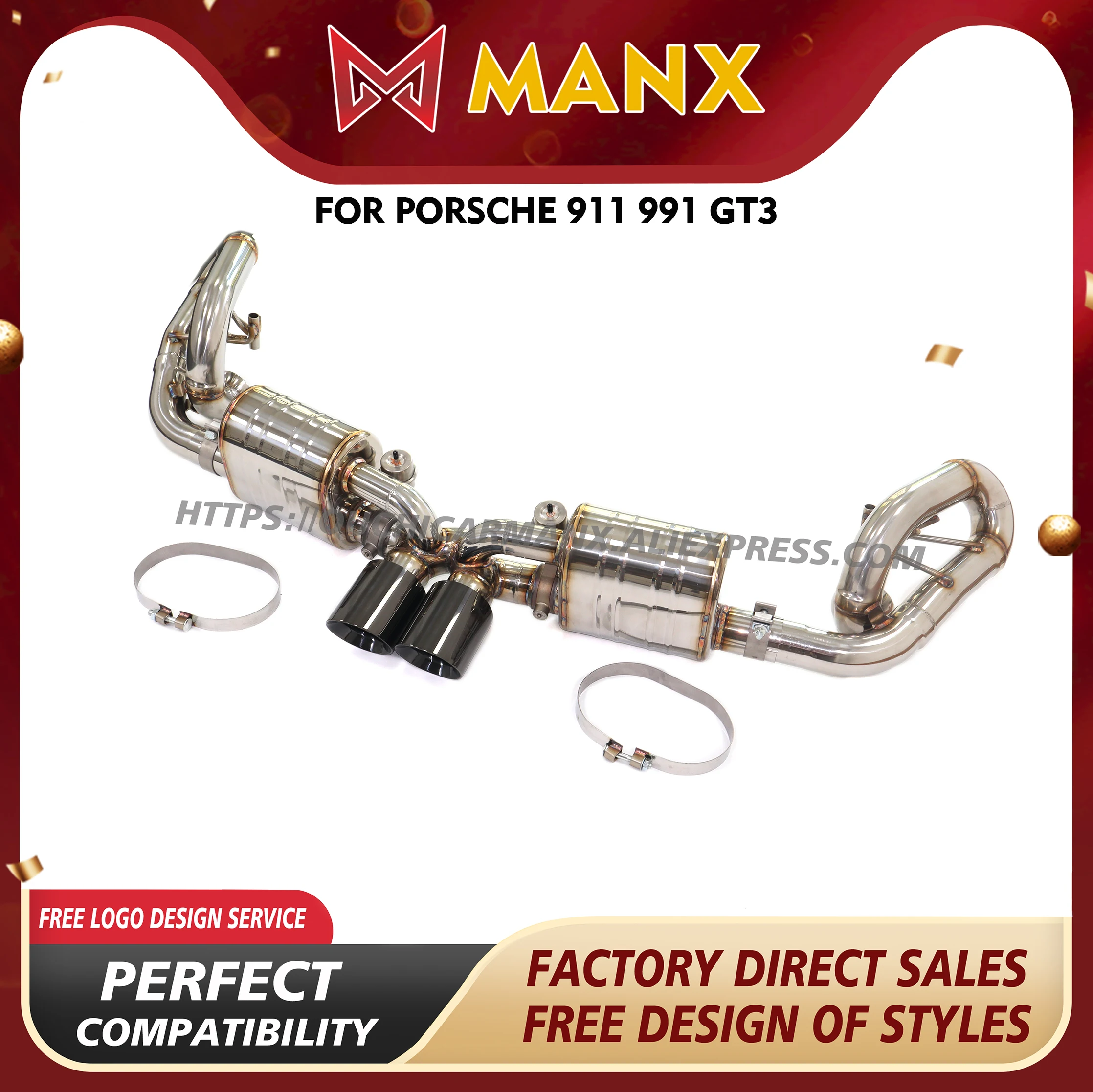 

MANX Catback for Porsche 911 991 GT3 Ti/SS304 Exhaust system High quality Non-destructive installation Vacuum valve