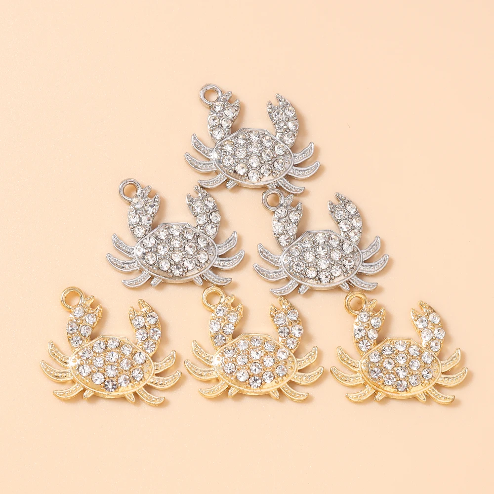 

Leslie 10pcs 18x22mm Full Rhinestones Crystal Crab Charms for DIY Jewelry Making Crafts Handmade Earrings Necklace Accessories
