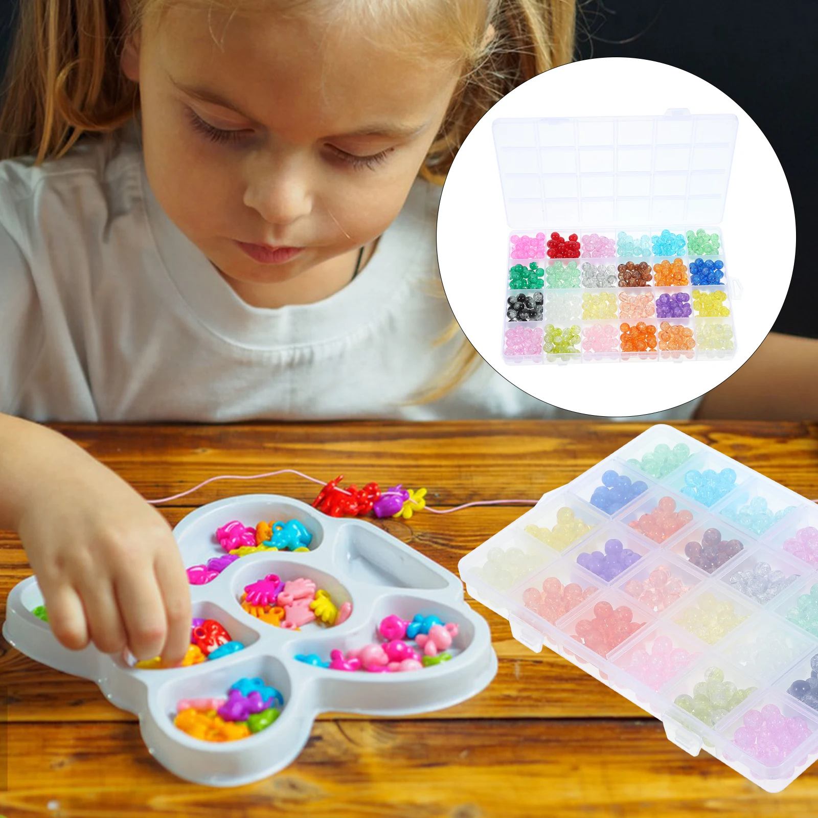 1 scatola di perline di vetro con motivo scoppio, perline sfuse fai da te per realizzare braccialetti, collane, gioielli artigianali, collane di perline