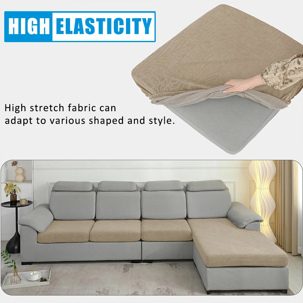 Water-repellent Sofa Cover Leaf Pattern Jacquard Living Room Sofa Protector Living Room Home Decor Chaise Lounge Sectional Cover