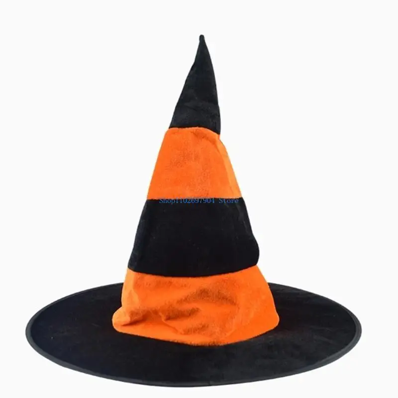 

N7YF Halloween Witch Hat Stripe Wizard for Women and Girls Wizard Cosplay Costume Accessories Light Up Pointed Hat Gift