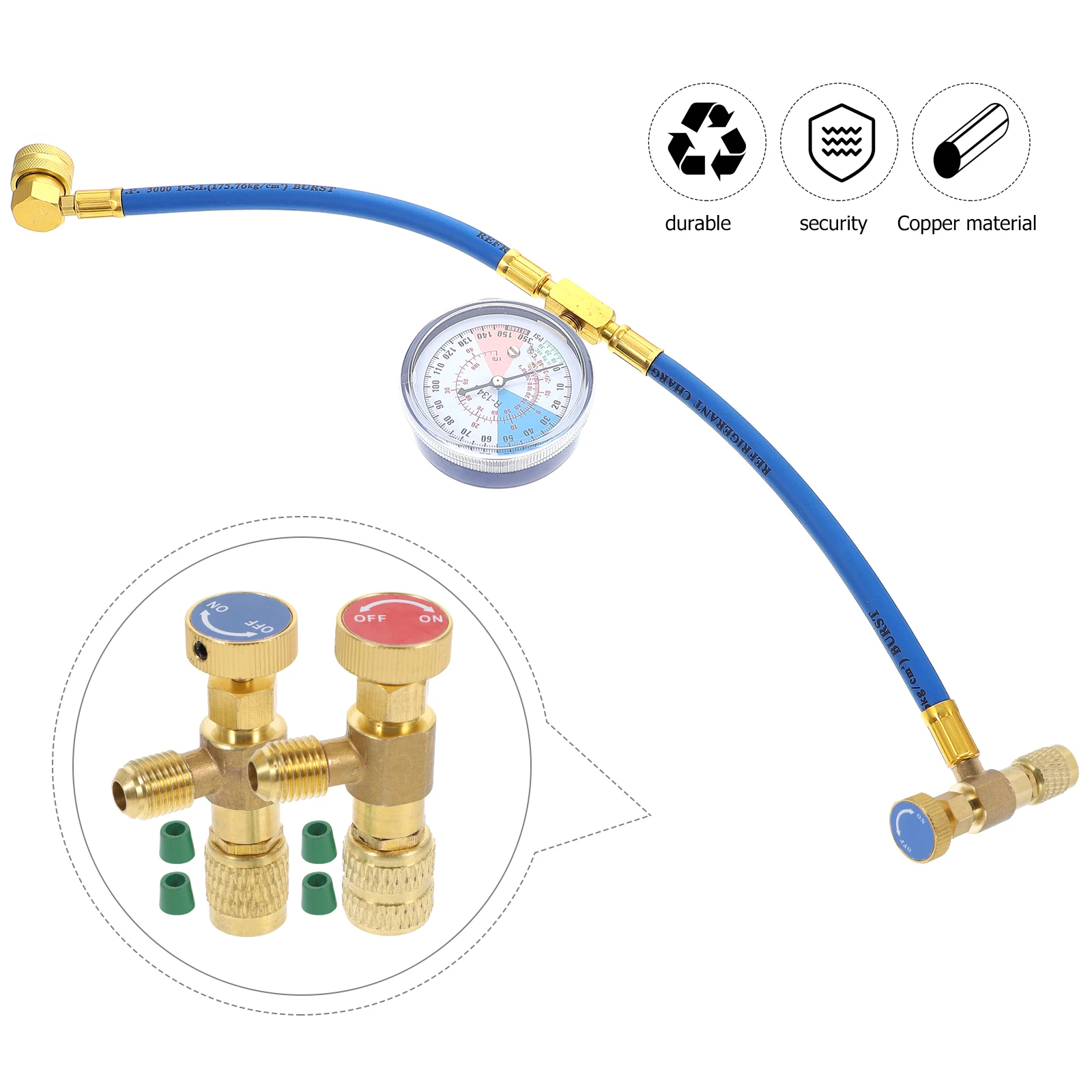 

2Pcs Air Conditioner Refrigerant Charging Valves Durable Copper Safety Ball Valves Easy Install for Car