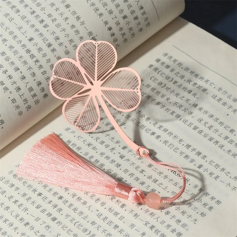 1 Piece Pink Color Floral Bookmark for Girls Retro Aesthetic Rose Red Leaf Swan Fabric Bookmark for Book Student Supplies