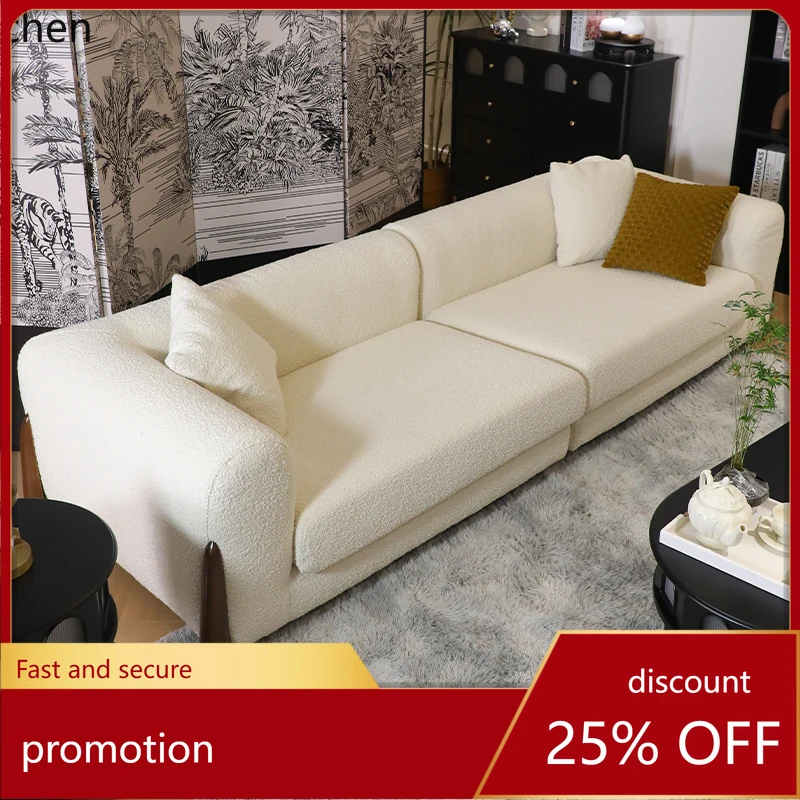 ZML Sofa Minimalist Modern Straight Row Lamb Wool Small Apartment Living Room Fabric Sofa
