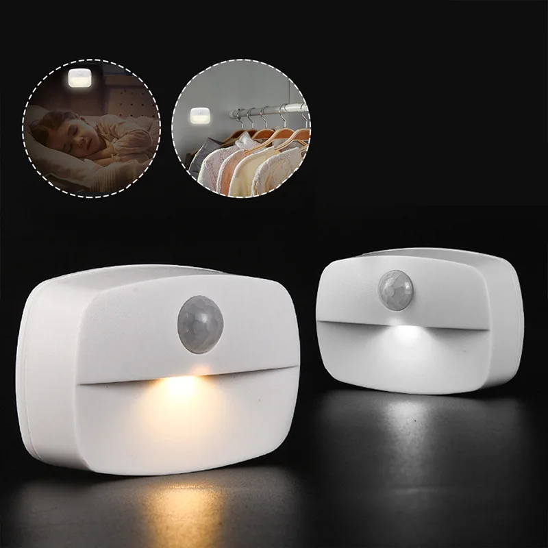 LED Night Light Wireless Motion Sensor Light Battery Operated Wireless Wall Lamp Corridor Closet LED Cabinet Door Light Lamp