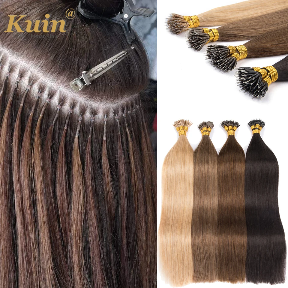 

Straight Nano Rings Human Hair Extensions 50 Strands Natural Black Brown Blonde Micro Bead Loop Pre Bonded Remy Brazilian Hair