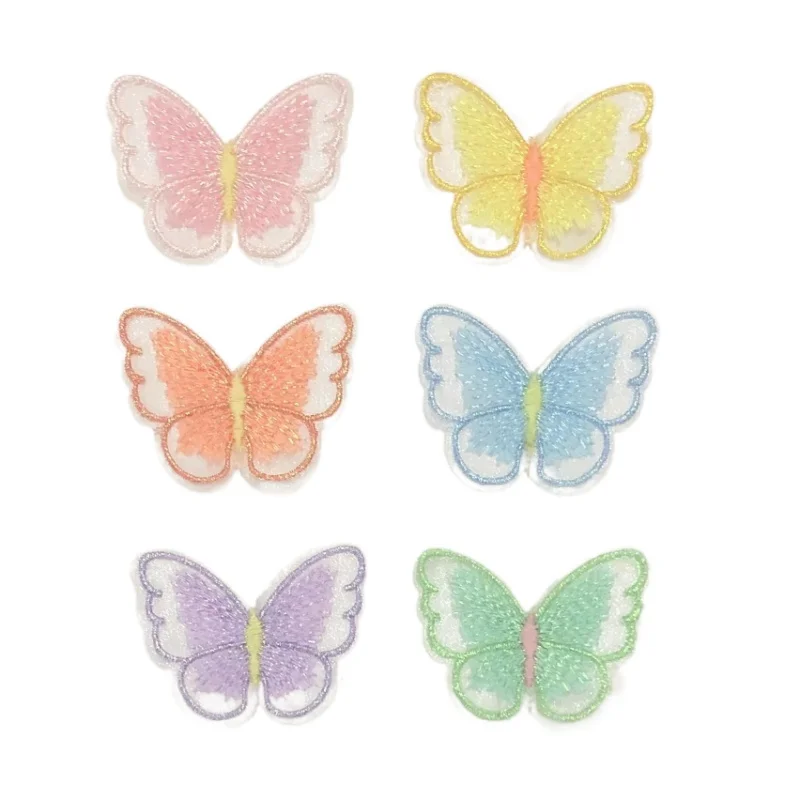 200pcs/Lot Sew Shine Embroidery Patch Gold Silver Butterfly Hairpin Underwear Clothing Hair Decoration Accessory Craft Applique