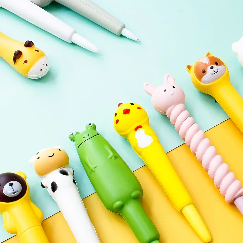 20pcs Cute cartoon decompression pen rabbit Alpaca dinosaur bear neutral pen kneading recoverable venting decompression pen B