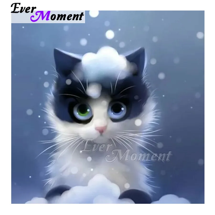 

Decor Picture Of Rhinestone Big Cat Cat Snow Ever Moment Diamond Painting Full Square Round Drill Embroidery Mosaic ASF1729