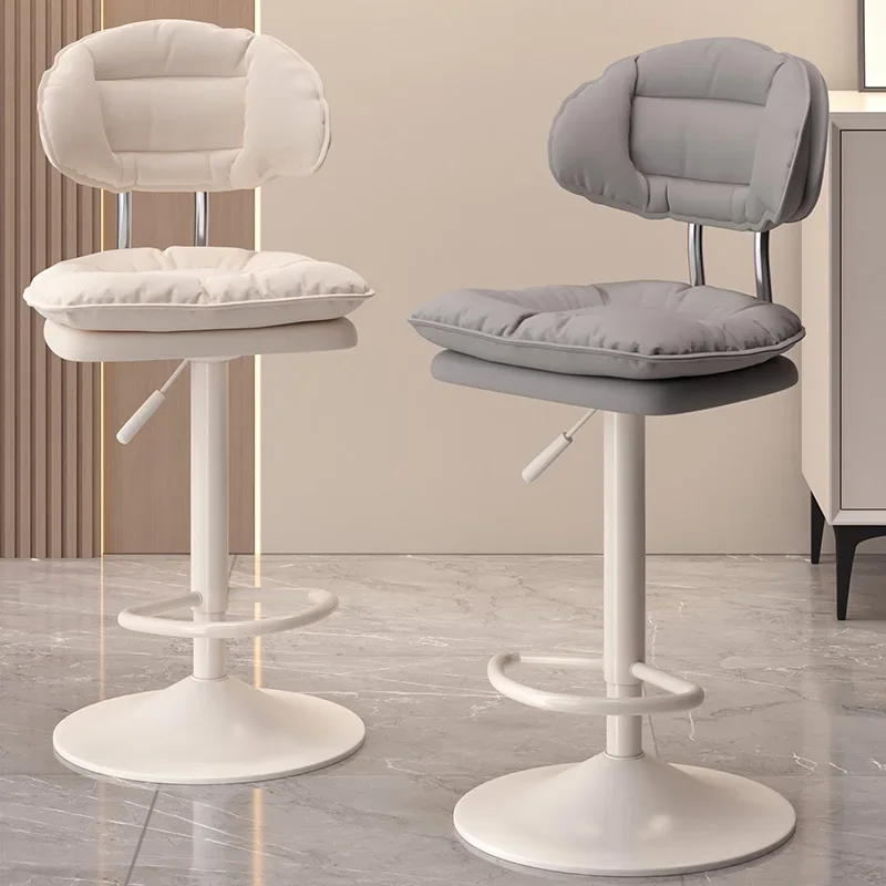 Backrest Stainless Steel Bar Chairs Modern Light Luxury Furniture Fall Adjust Counter Stool Pedal Taburetes Para Barras De Bar