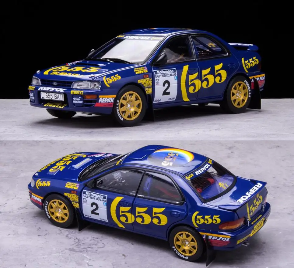 1/18 For 1955 Subaru Impreza 555 WRC 1994 New Zealand Colin Mcrae Model Car Night Battle Version Gift Display Collection