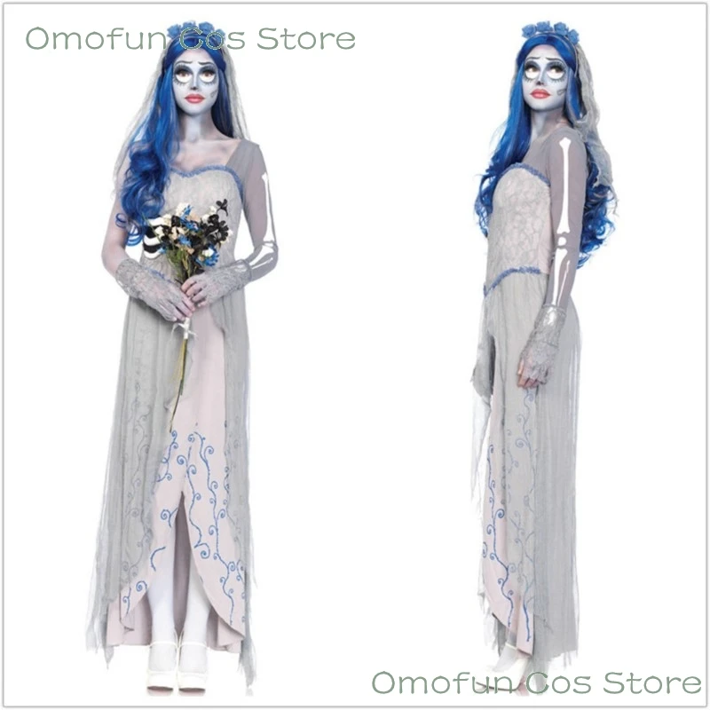 Dress for Female Devil Cosplay Party Devil Corpse Bride Costume Halloween Women Scary Vampire Costume Witch Dress Customized