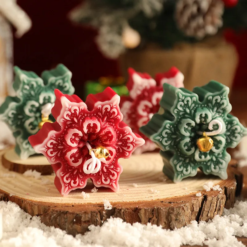 Christmas Snowflake Scented Candle for Home Party Decorations and New Year Photography Props