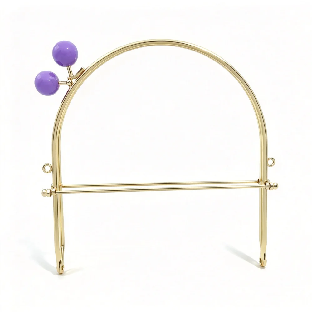 New Gold Plated Metal Bag Metal Handle Colorful Bead Head U-Shaped Frame Purse Hand Frame Bag Making Supply Bag Repair