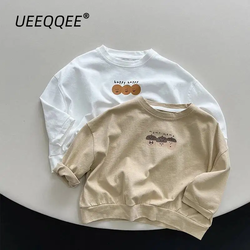 

Spring Autumn Children T-Shirts 1-8Y Boys Girls Cotton Print Long Sleeve T Shirts Korean Tops Tees Toddler Wear For Kids Clothes