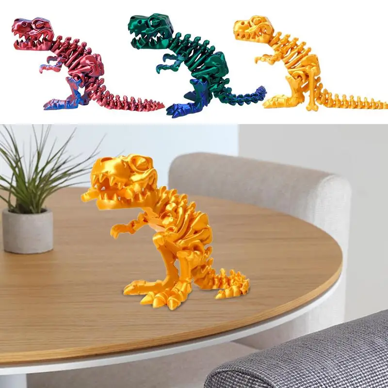 Skeleton Dinosaur Toy Desktop 3D Printed Dinosaur Articulated Figurines Children Adults Freestanding Tabletop Decorations for