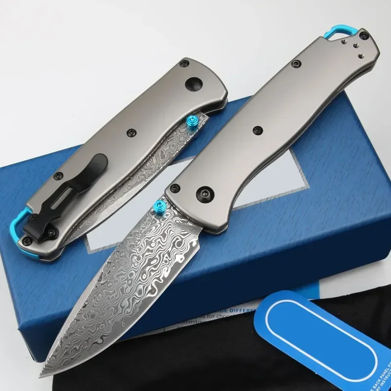 

BM 535/535-TI Bugout Folding Knife 3.24" Damascus TC4 Handles Outdoor Camping Hunting EDC Self Defense Pocket Knives Top Ver.