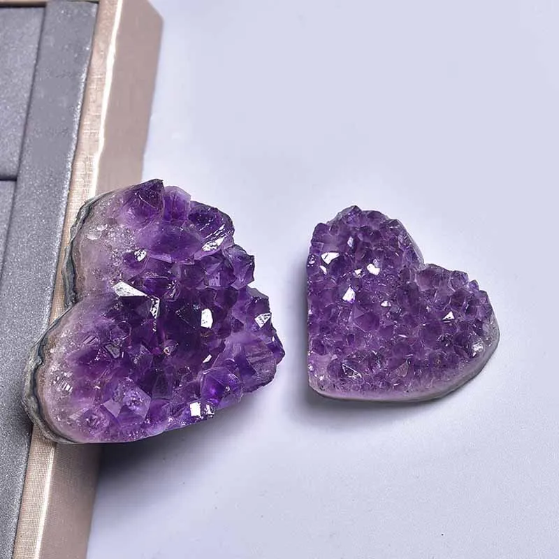 2-4cm Natural Amethyst Cluster Healing Gemstones Heart Ore Rock Purple Crystals Crafts DIY Reiki Quartz Mineral Specimen Decor
