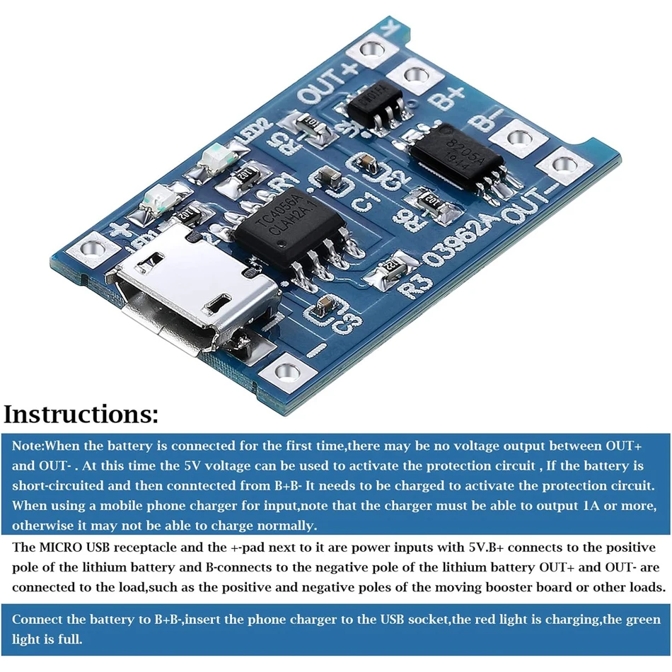 5PCS Type-c/Micro USB 5V 1A 18650 TP4056 Lithium Battery Charger Module Charging Board With Protection Dual Functions 1A Li-ion