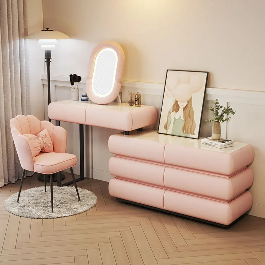 Tocador de esquina para mujer, mueble de almacenamiento compacto y elegante, ideal para maquillaje, artista y adolescentes