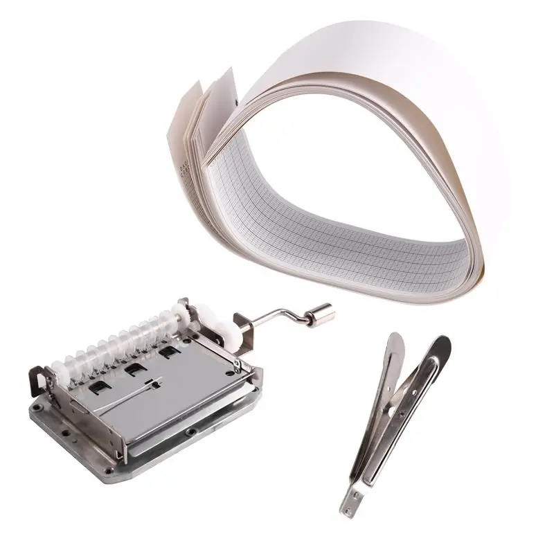 AB41-DIY 30 Note Tape Hand Crank Music Box Movement Hole Puncher 20 Papar Paper Tapes