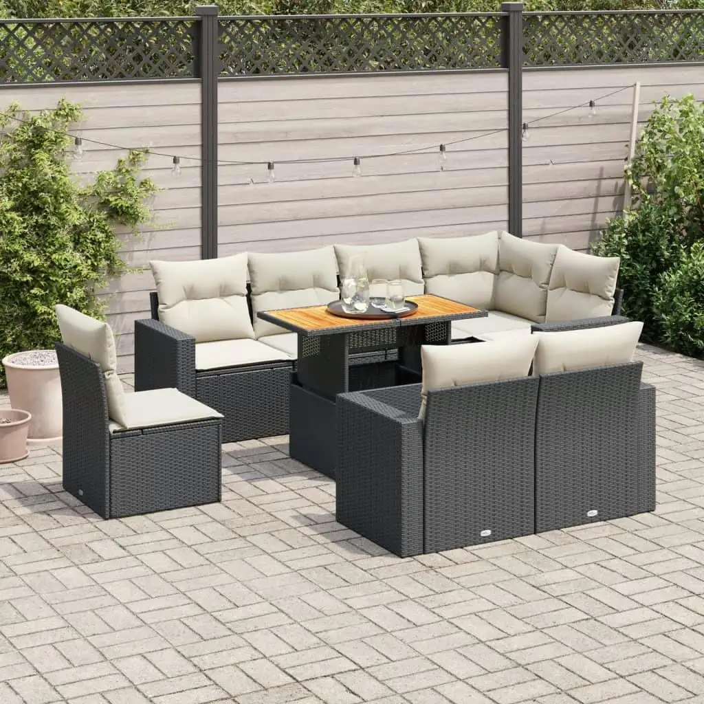 

Luxurious Black and Cream White Garden Sofa Set Stylish Outdoor Furniture Comfortable Seating for Patio Balcony Lounge