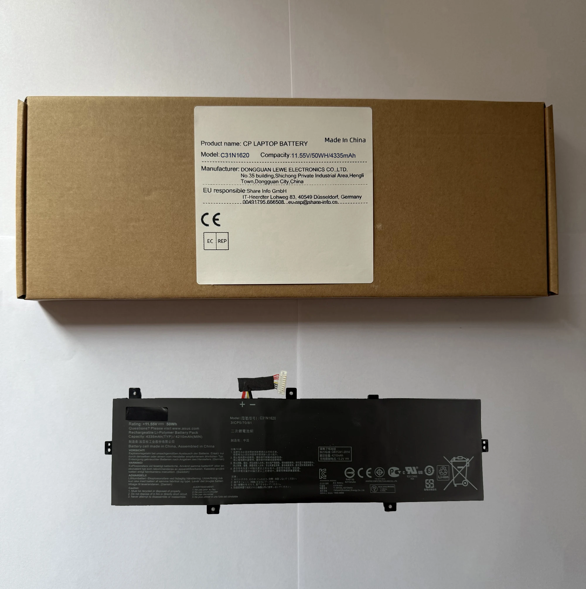 

Laptop Battery C31N1620 For ZenBook UX430 UX430UA UX430UN UX430UQ UX430UQ-GV015T PRO PU404 PU404UF Series 11.55V/50WH/4335mAh