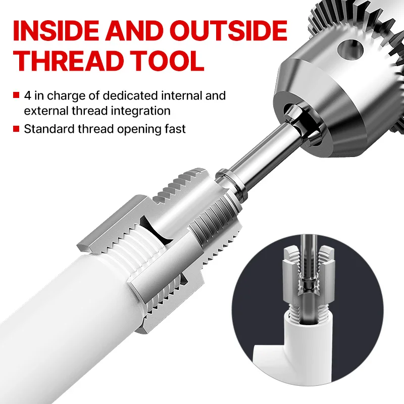 HUHAO 1/2inch 3/4inch PPR/PVC Water Pipe Threader Tapping ToolInternal Thread External Thread Integrated Water Pipe Wire Opener