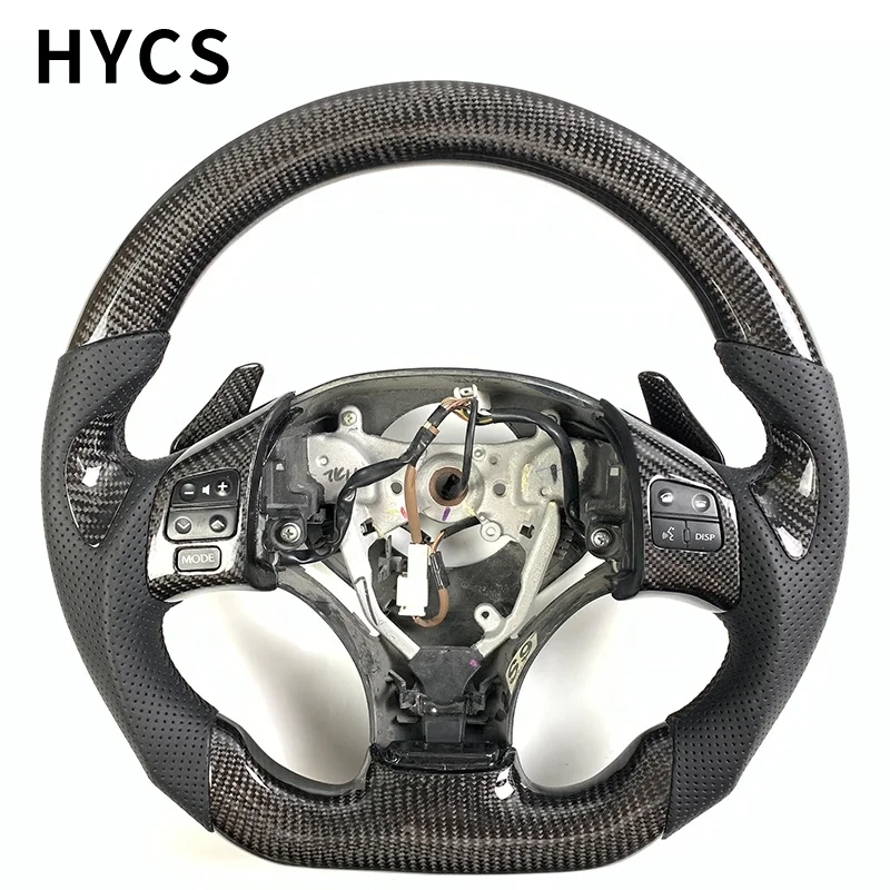 Custom Car Interior Accessories Competitive Carbon Fiber Steering Wheel Covered Black Leather For Lexus IS200 IS250 IS300 RX350