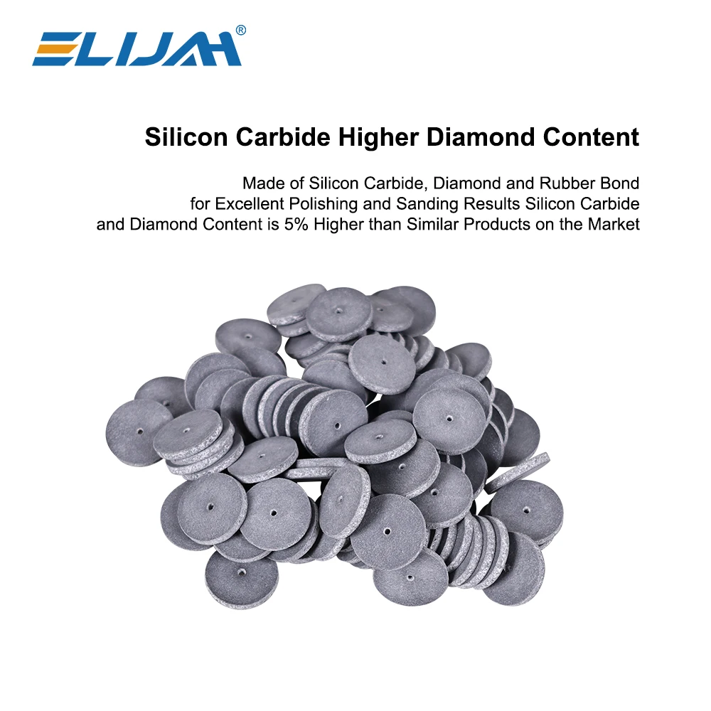 ELIJAH 100Pcs/Box Dental Polishing Wheels Kit 3 Colors Silicone Rotary Polisher for Handpieces Polishing Grinding Dentistry Tool