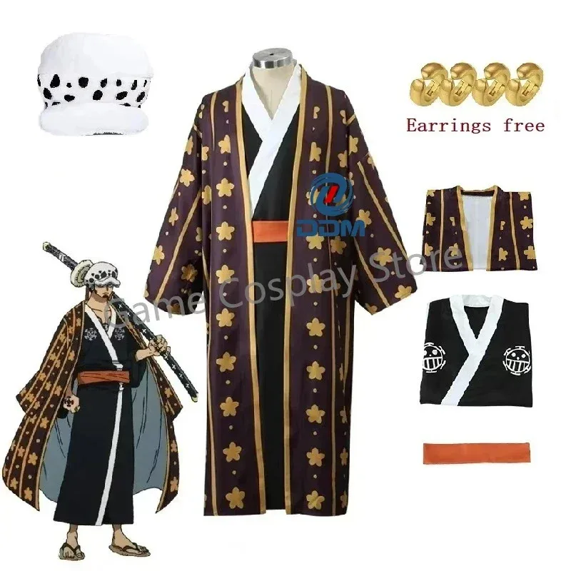 

♥ 2026 New Cosplay Costume Anime Figures Trafalgar Law Hat Kimono Uniform Full Set For Halloween Carnival Par