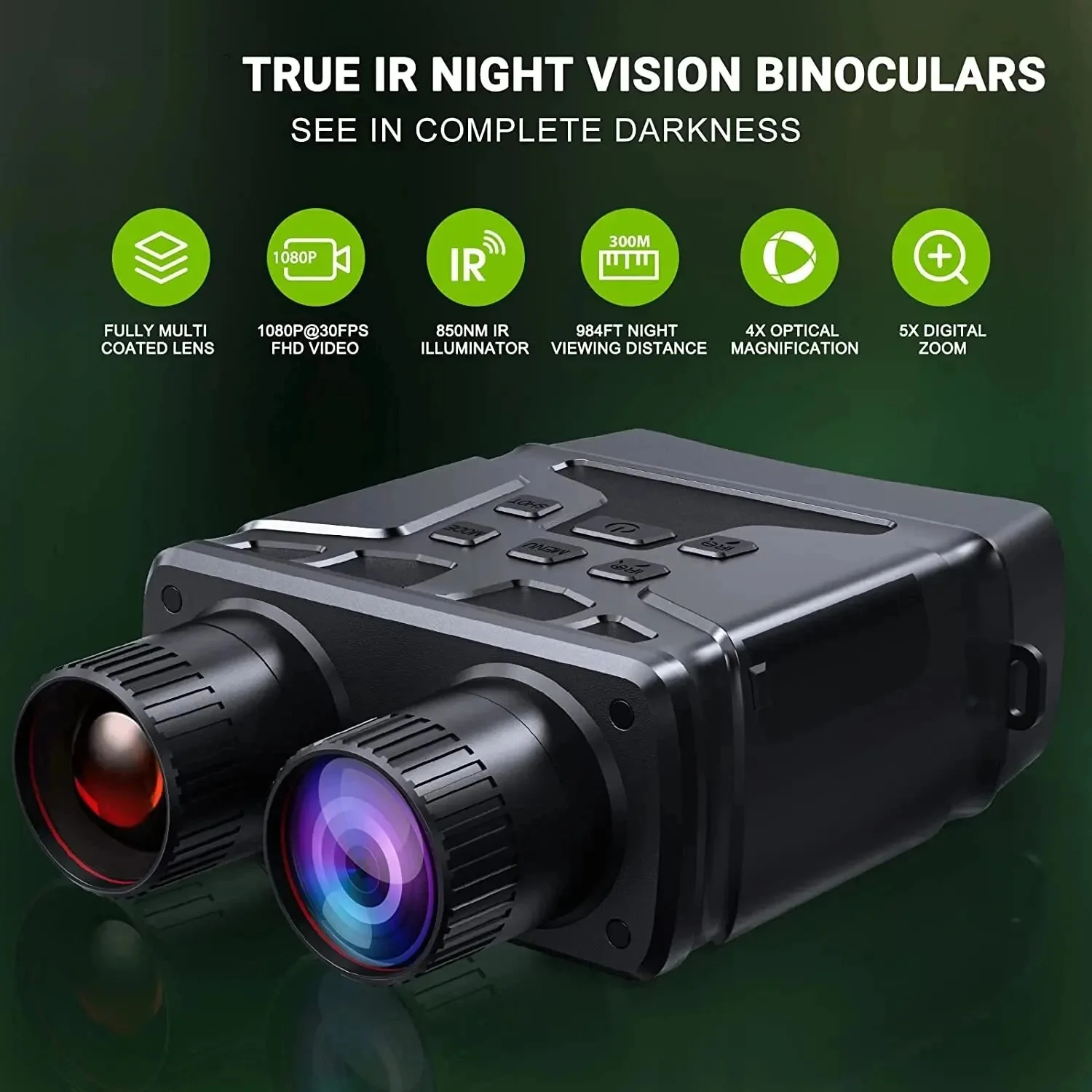 R6 Binoculars Night Vision Device 850nm Infrared 1080P HD 5X Digital Zoom Hunting Telescope Outdoor Day Night Dual Use 300m