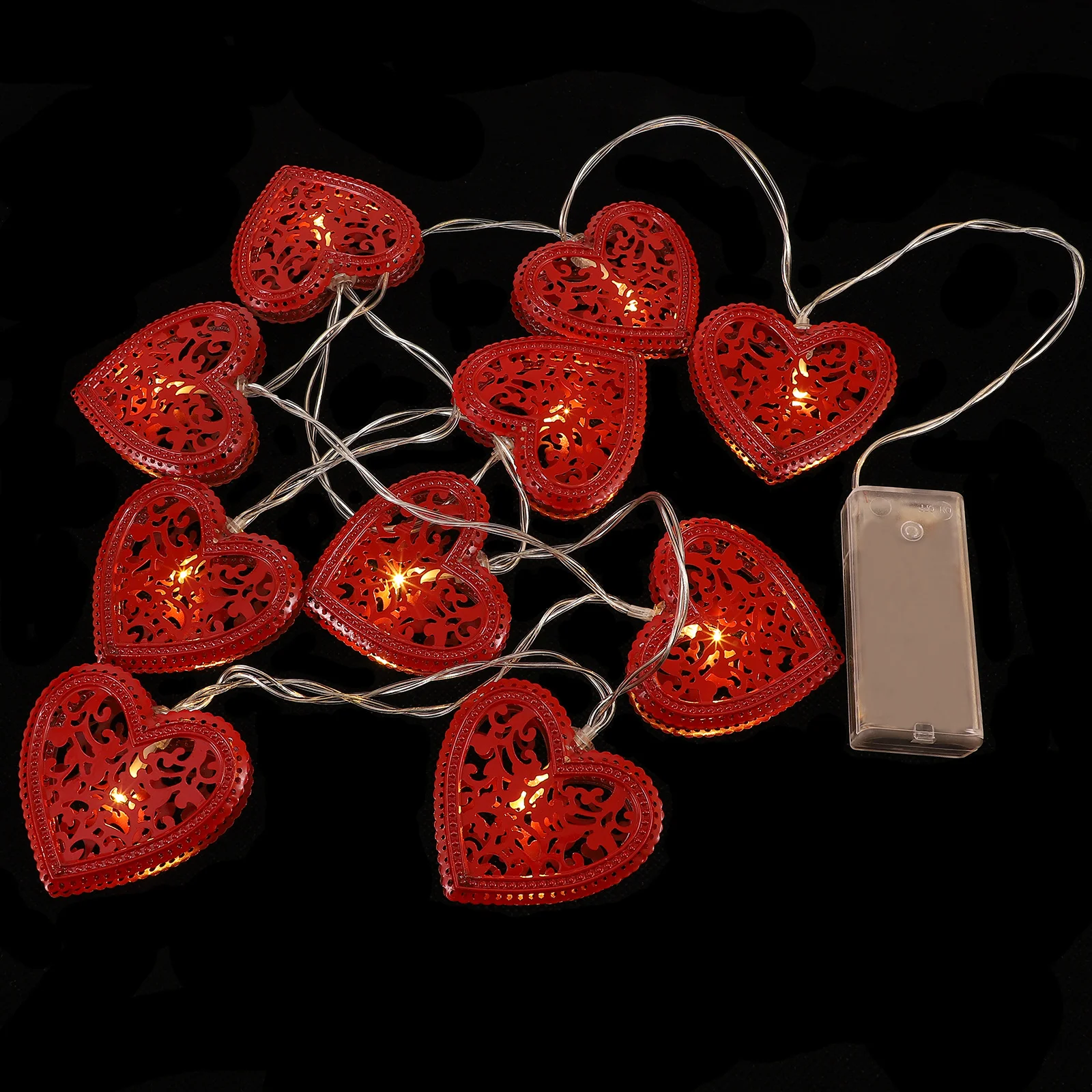 مجموعة واحدة من سلسلة مصابيح على شكل قلب باللون الأحمر القابل للانحناء لديكور عيد الحب وحفلات الزفاف الرومانسية والديكور الداخلي والخارجي #3