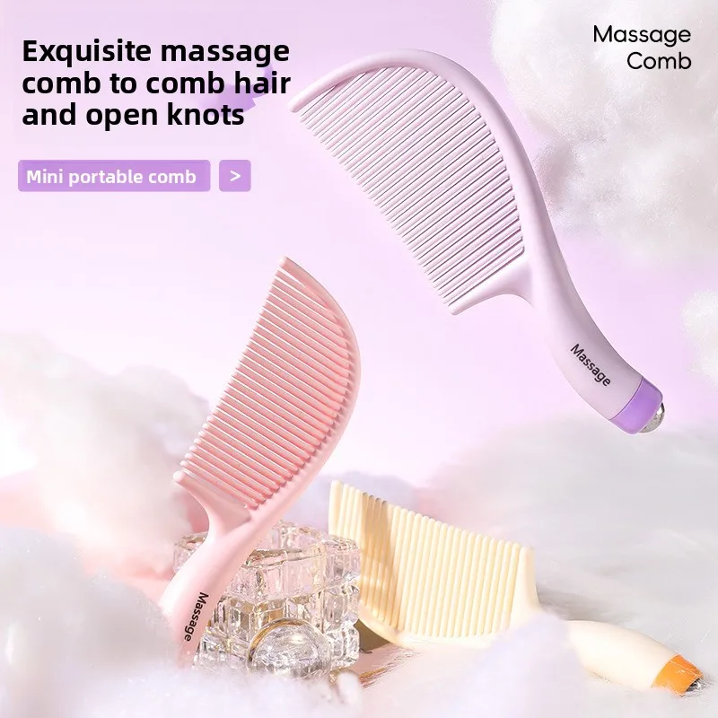 Roller Ball Massage Hair Comb Anti‑static Detangling Hairbrush Round Teeth Scalp Massager Portable Women Daily Hair Care Tool